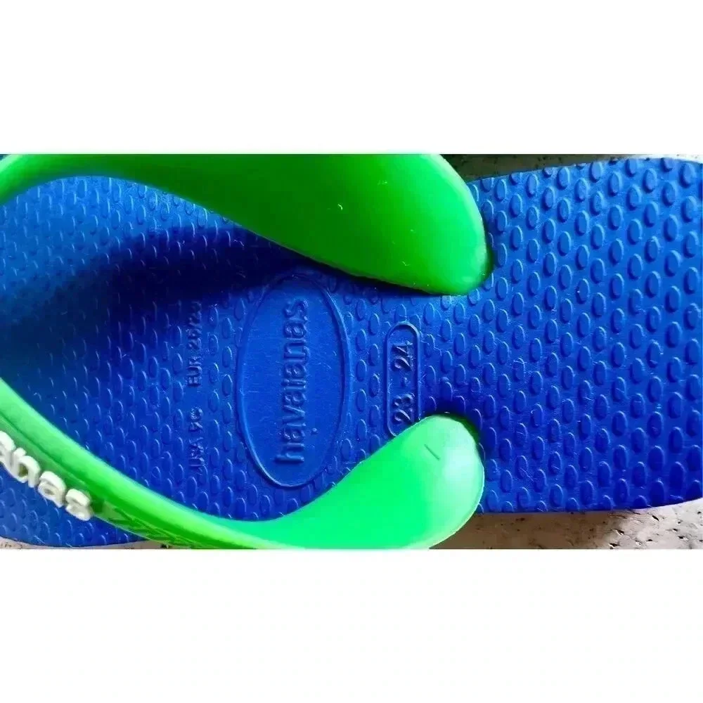 Havaianas Kids Boys Blue Green Max Rubber Slip-On Flip Flops Sandals Size‎ 23-24